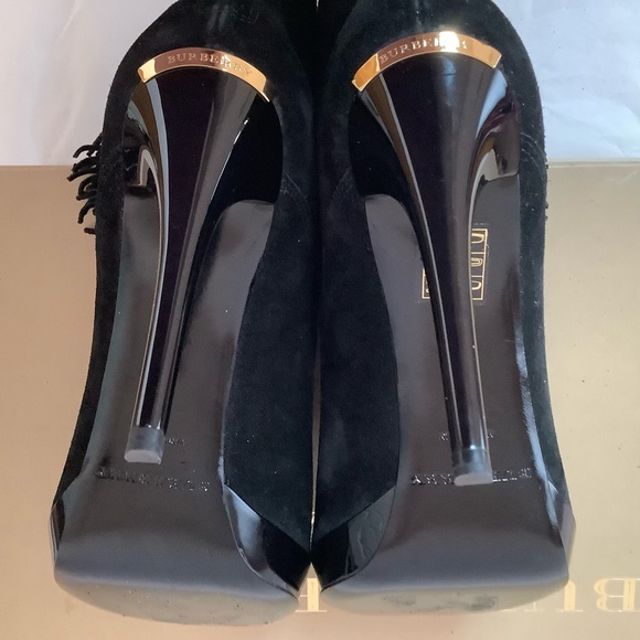 Burberry Nadison Suede Fringe Platform Peep-Toe Ankle Bootie - Picture 7 of 8
